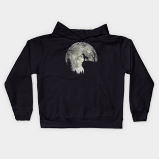 Great Dane Dog And Moon Scary Halloween Kids Hoodie